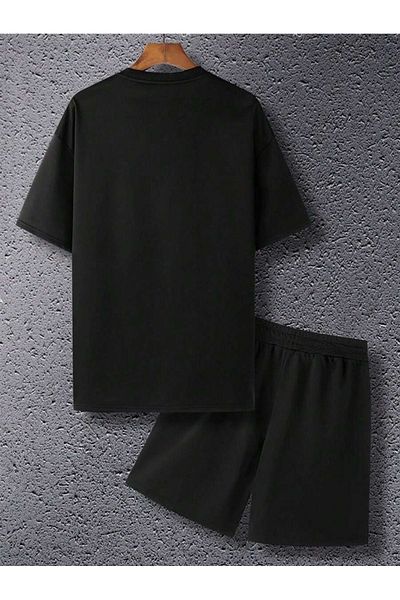 Boi 89 Brooklyn T-Shirt Shorts - Black Shorts T-Shirt Top Bottom Set Printed Crew Neck