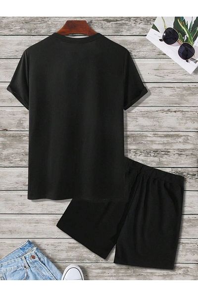 Boi Boston 23 1989 T-Shirt Shorts - Black Shorts T-Shirt Bottom Top Set Printed Crew Neck