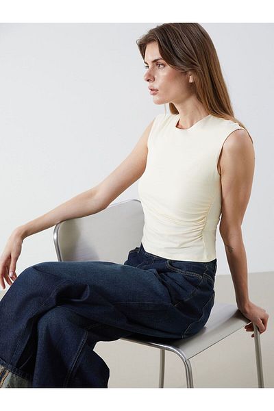 LC Waikiki Crew Neck Gathered Blouse
