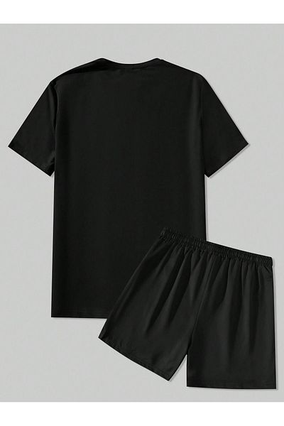 Boi Paris Je T'aime T-Shirt Shorts - Black Shorts T-Shirt Top Bottom Set Printed Crew Neck