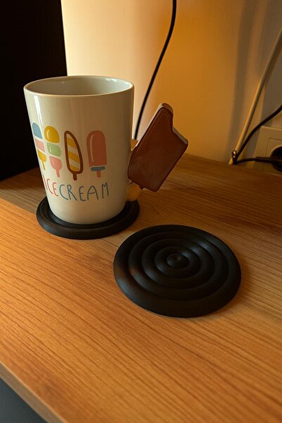 THE SB DESIGN İkili Şık Siyah Beyaz Dekoratif Yıkanabilir Plastik Bardak Altlığı