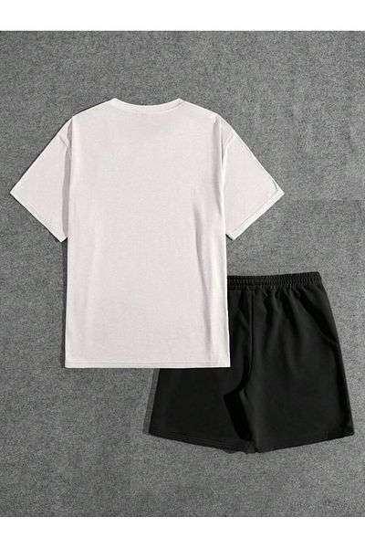 Boi Brooklyn 1987 T-Shirt Shorts - White with Black Shorts T-Shirt Bottom Top Team Printed Crew Neck