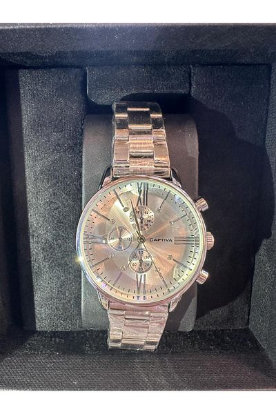 captiva Spectrum Metal Steel Full Silver Color Women Wrist Watch