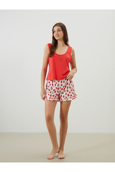 LC Waikiki Petite U Neck Printed Women's Shorts Pajama Set