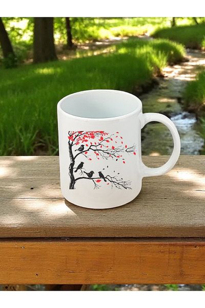 lili hediyelik Birds on a Branch Printed White Mug