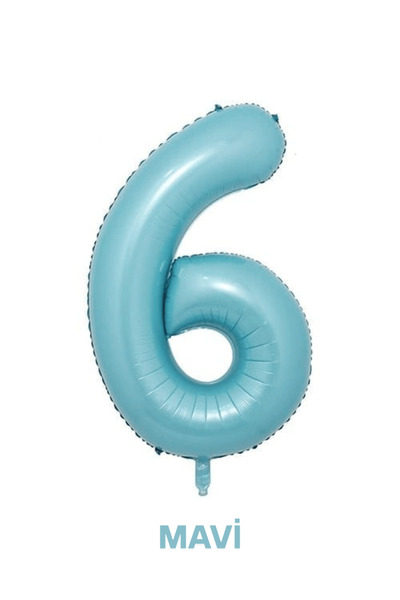 Bunloon Mavi Renk 6 Rakam Dev Folyo Balon 76 cm Doğum Günü Parti Süsleme