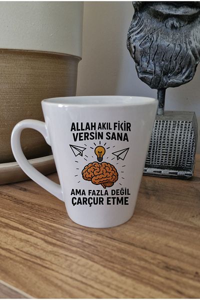DİLAHOME Allah Akıl Fikir Versin Written Porcelain Mug Cup – Humorous & Joke Humor Cup