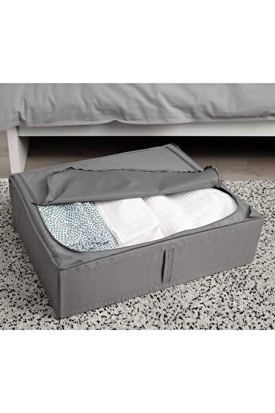 IKEA Fermuarlı Düzenleme Kutusu 63x53x19 Cm Saklama Kutusu Polyester Hurç Koyu Gri