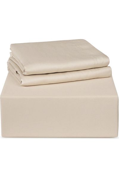 Trident : 3Piece 500 Thread Count 100 Cotton rich Solid Luxury Queen Bedsheet Set