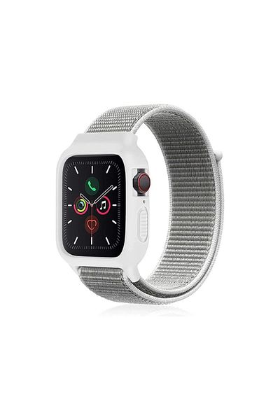 CepteToptan Apple Watch 38mm Mesh Velcro Case Cord - White