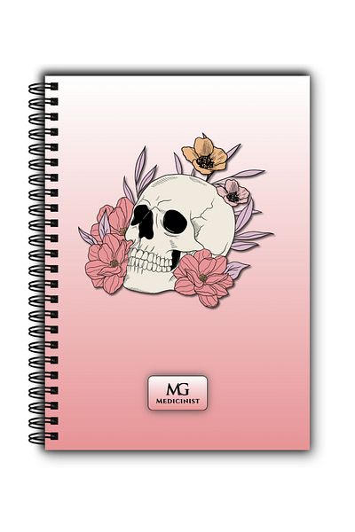 MG Medicinist A5 Medical Notebook - Skull & Blossoms - Vellum Sheets - 80 Sheets