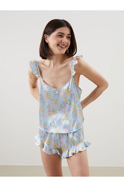 LC Waikiki Set pijamale pentru femei din satin cu decolteu în V de sezon nou - S5FU20Z8