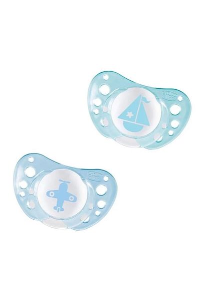 Chicco Set of 2 Chicco Mark.B7 pacifiers, with orthodontic silicone teat, Airplanes, Blue