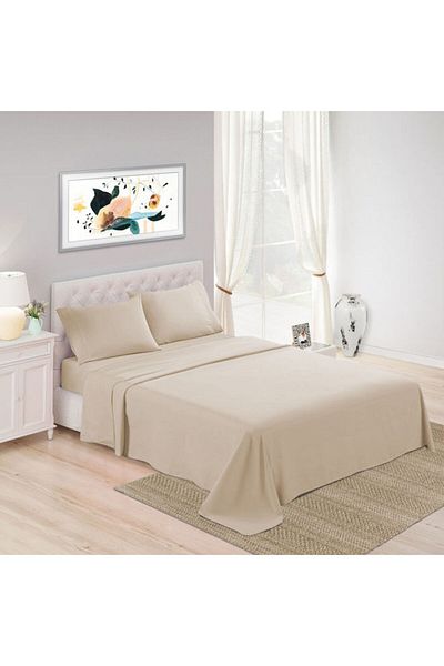Trident : 3Piece 500 Thread Count 100 Cotton rich Solid Luxury Queen Bedsheet Set