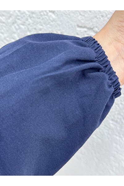 Mihra Soretta κοντό πουκάμισο με βολάν αριστερό ώμο-BN4214 Navy Blue