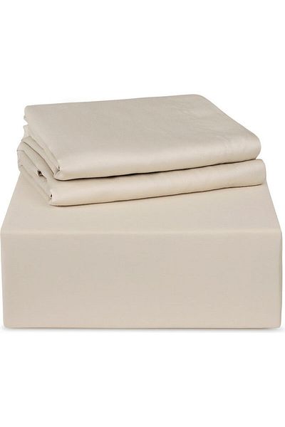 Trident : 3Piece 500 Thread Count 100 Cotton rich Solid Luxury Queen Bedsheet Set