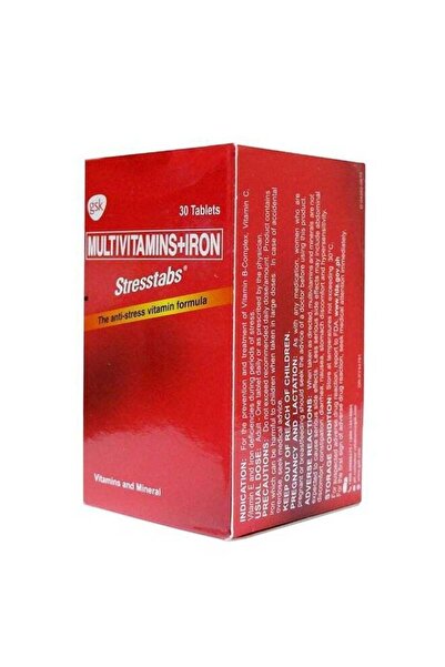GSK أقراص ستريس تابس متعددة الفيتامينات والحديد - 30 قرصًا