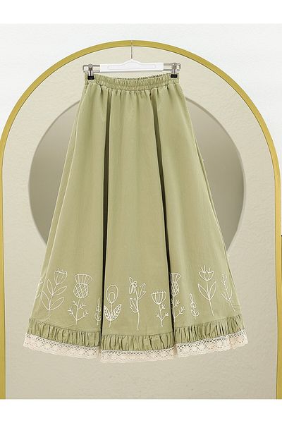 Modamorfo Lace Embroidered Elastic Waist Skirt -Çağla Y.