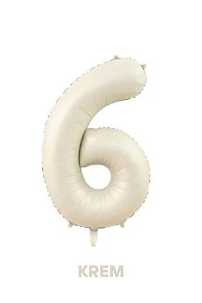 Bunloon Krem Renk 6 Rakam Dev Folyo Balon 76 cm Doğum Günü Parti Süsleme