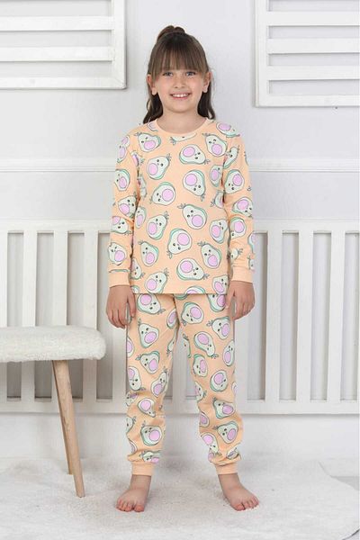 bunny hopp 100% bumbac din jerseu din bumbac pieptănat, cu model de avocado, cu mânecă lungă, cu decolteu, pijamale pentru fete