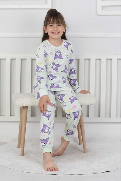 bunny hopp 100% Cotton Single Jersey Combed Cotton Fabric Long Sleeve Crew Neck Girls Pajama Set 3-8 Years