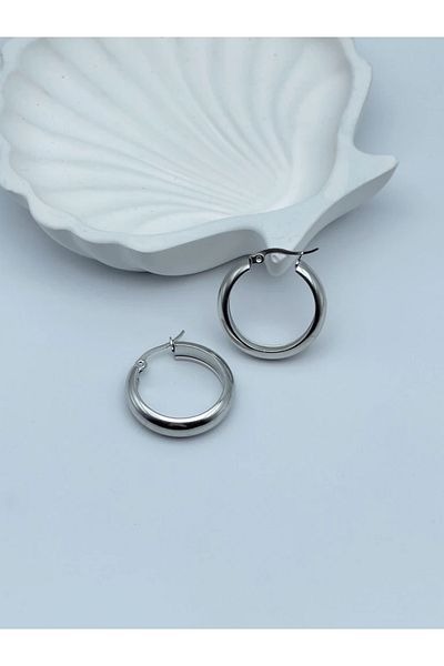 Multi JEWEL 316L Steel Hoop Model Earrings Silver Color