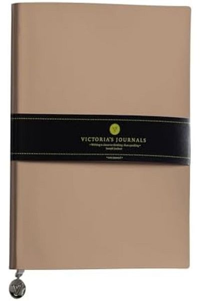 STOREMAX Muartshop Patent Leather Flexible Cover Striped Notebook, 14.8X21 cm -Beige 871301