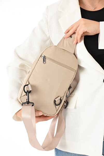 Sanmorris 6004 Unisex ύφασμα με πτυχωτό ύφασμα, αδιάβροχο, πολλαπλών τμημάτων, τσάντα σώματος μπεζ