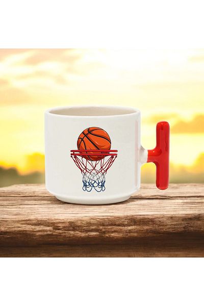 BB TRADE Pota Designed Red t Handle Ceramic Printed Mug Cup 250 ml