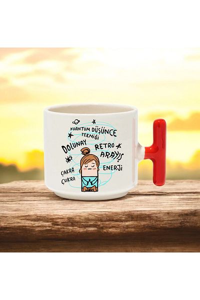BB TRADE Quantum Thinking Technique Red t Handle Ceramic Printed Mug 250 ml