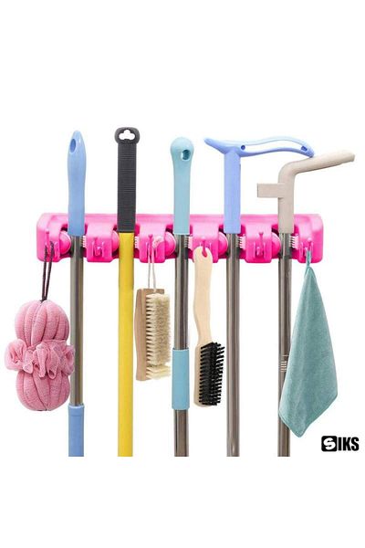 SIKS Suport de perete pentru mături și mopuri, lopeți, cârpe, bâte de baseball, greblă, accesorii de grădinărit