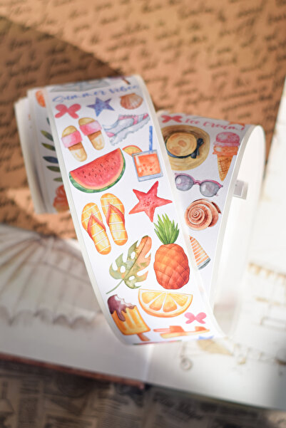GÖKÇETasarım Summer Vibes Washi Tape ( 5 cm x 2 m)/ Washi Bant, Scrapbook