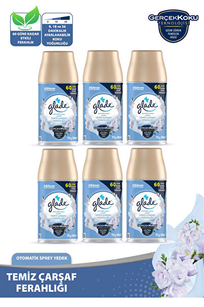 Glade Oda Kokusu Yedek Sprey Temiz Çarşaf Ferahlığı 6 x 269 ml./175gr.