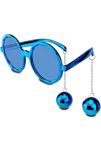 NW NessiWorld Nessiworld Blue Color Disco Bulk Shiny New Year Party Glasses with Earrings