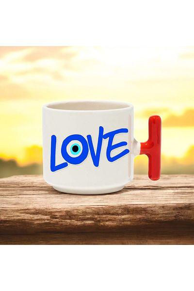BB TRADE Love Red t Handled Ceramic Printed Mug Cup 250 ml