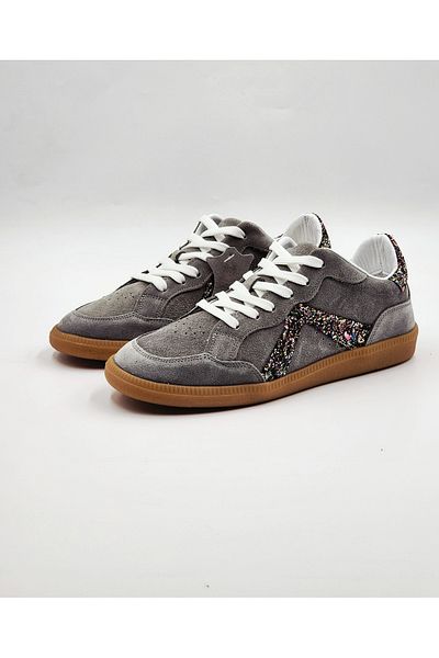 Ega ayakkabı Women's Genuine Suede Glitter Sneaker