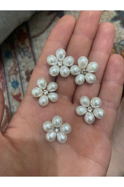 Ekvator 5 Pieces 32 Size Pearl Metal Gold Plated Buttons