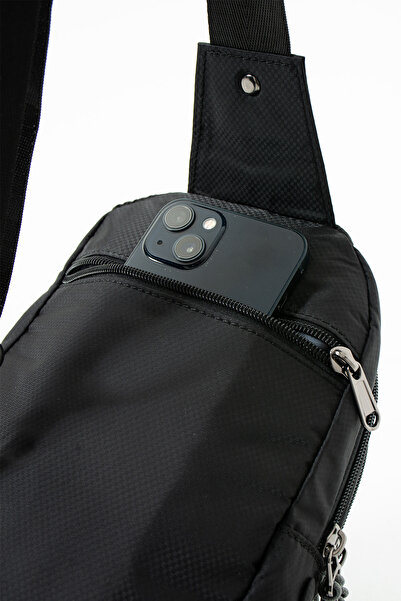 Sanmorris 6004 Unisex υφασμάτινη τσάντα πολλαπλών τμημάτων, ανθεκτική στο νερό, μαύρη