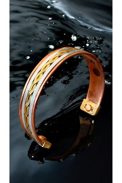 gulflower nude 100% Pure Copper Bracelet Magnet Handmade Luxury Armored with Internal Kimi Symbols Designed
