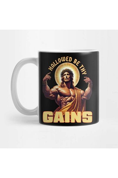 Pixxa Hallowed Be Thy Gains - Funny Mug Cup