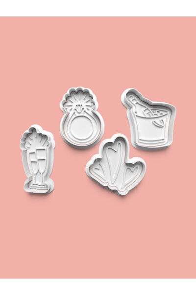 AKTASTORE قالب بسكويت بتصميم الزفاف والخطوبة وقالب عجينة السكر مجموعة من 4 قط...