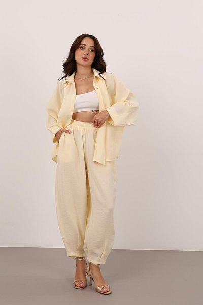 FACETTE Women's Yellow Shirt Shorts Set