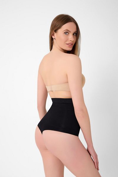 Bluewhs Women's High Waist Tummy Control Slip String Belly Tightening Thong Corset Black