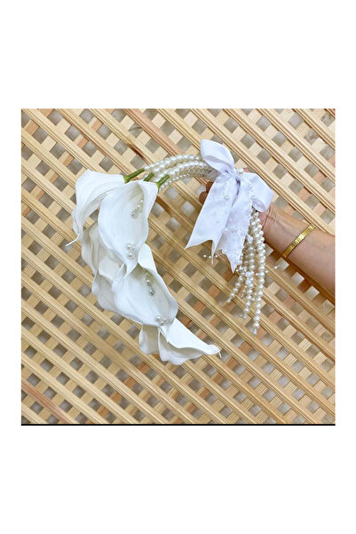 Sosyete shop Incili sarkan gala gelin çiçeği, gelin buketi ,damat yaka çiçeği