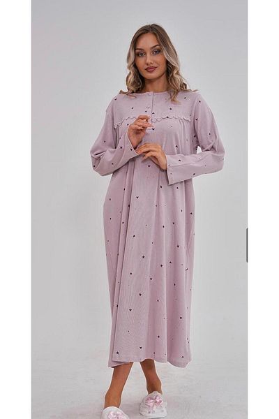 EM&FA TEKSTİL Large Size Nightgown with Lace Detail