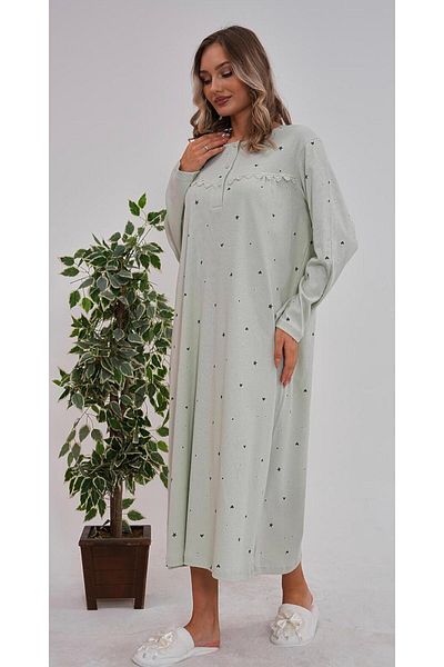 EM&FA TEKSTİL Large Size Nightgown with Lace Detail