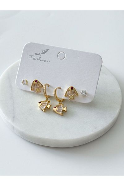 CHARMLUCKY Steel 6 Piece Earring Set