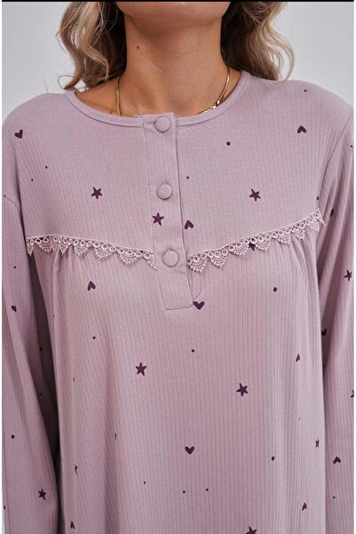 EM&FA TEKSTİL Large Size Nightgown with Lace Detail