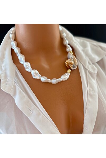 Limi Design Salyongoz akseusarlı yapay barok inci altın kaplama tasarım kolye