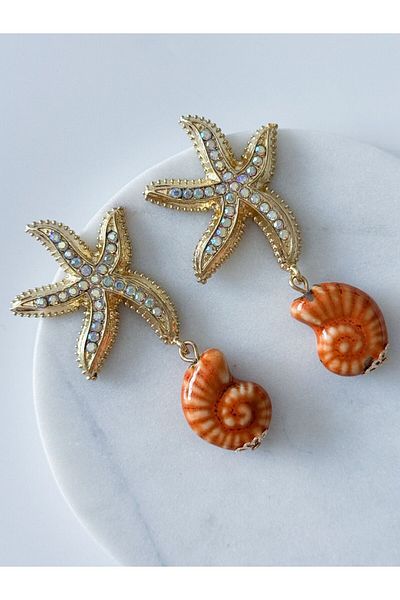 CHARMLUCKY Steel Starfish Earrings